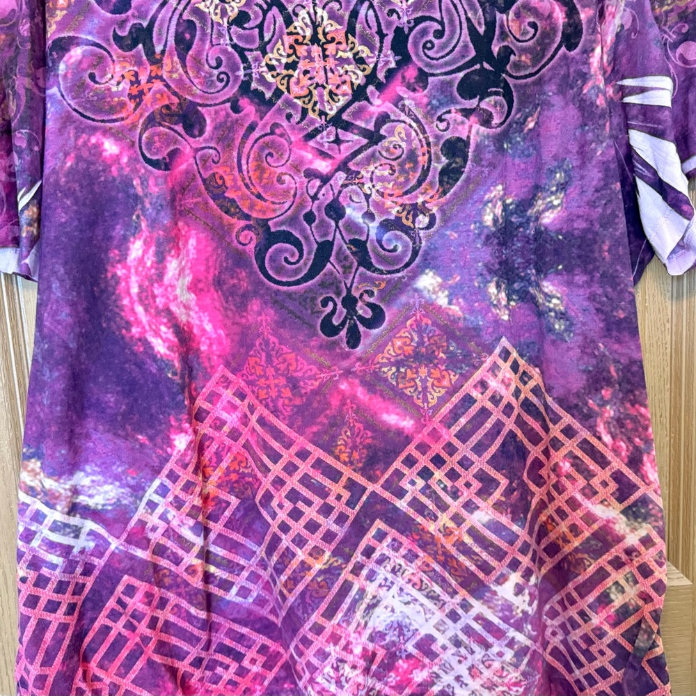 Catherines T-Shirt Women's Size 2XL Pink, Purple, & Orange Short Sleeve - Picture 7 of 9